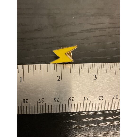 Yellow Lightning Bolt Lapel Pin Badge Metal & Enamel - Unisex Accessory - Picture 3 of 3